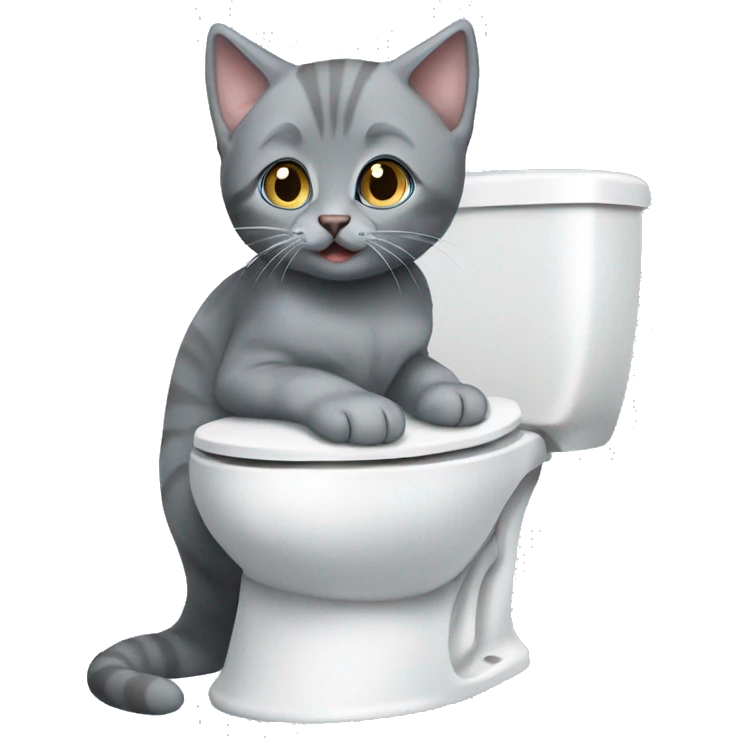 blue eyes grey kitten and toilet  emoji