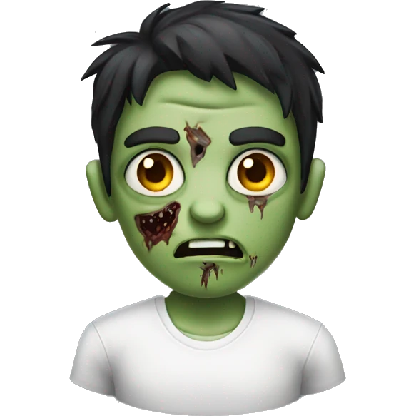 boy zombie with dark hair and white shirt emoji