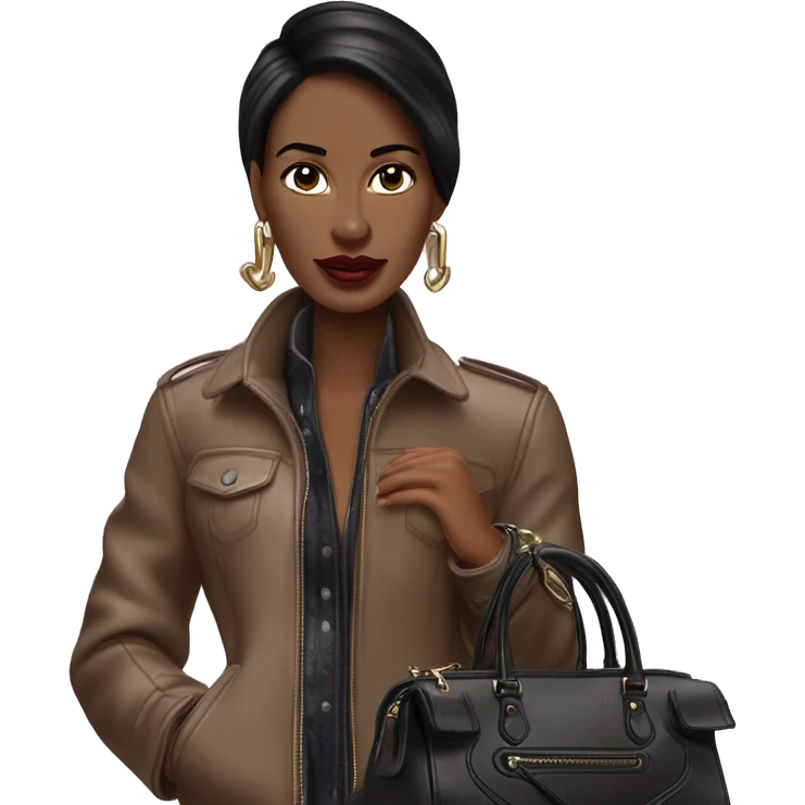 Brunette rich girl with balenciaga city bag emoji