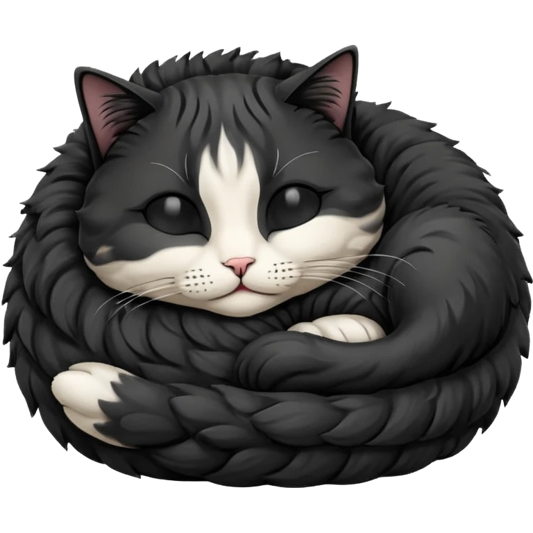 Curled Sleeping Cat black emoji