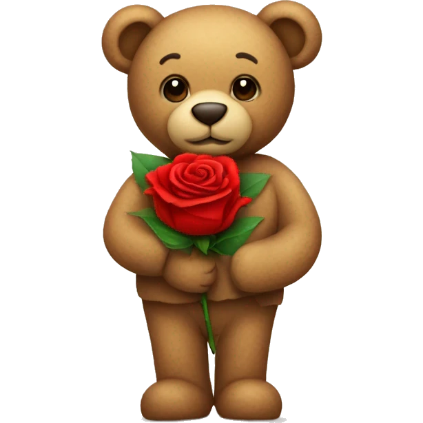 Teddy Bear holding a red rose  emoji