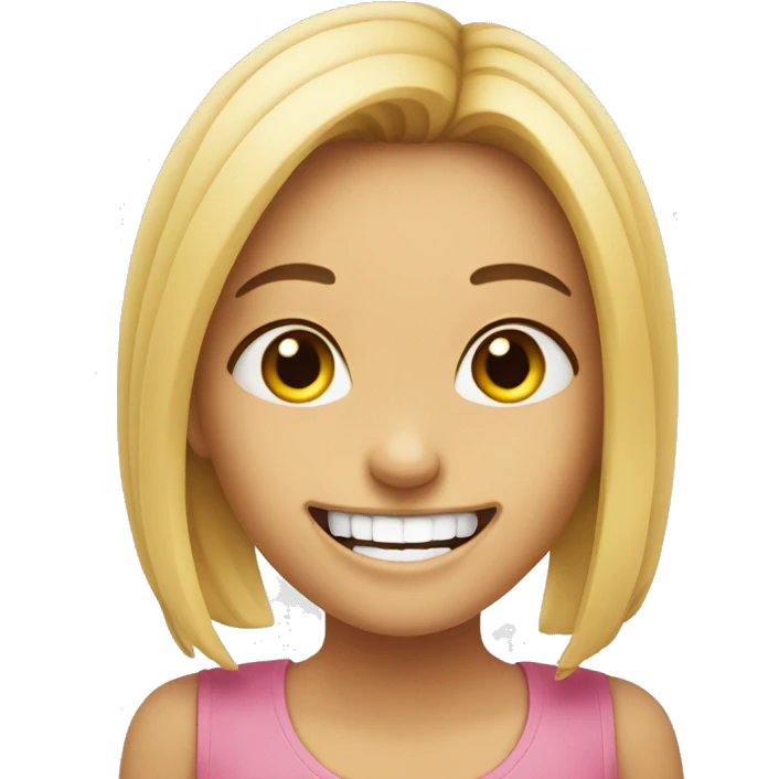 smiling girl which put her index nail between her teeth emoji
