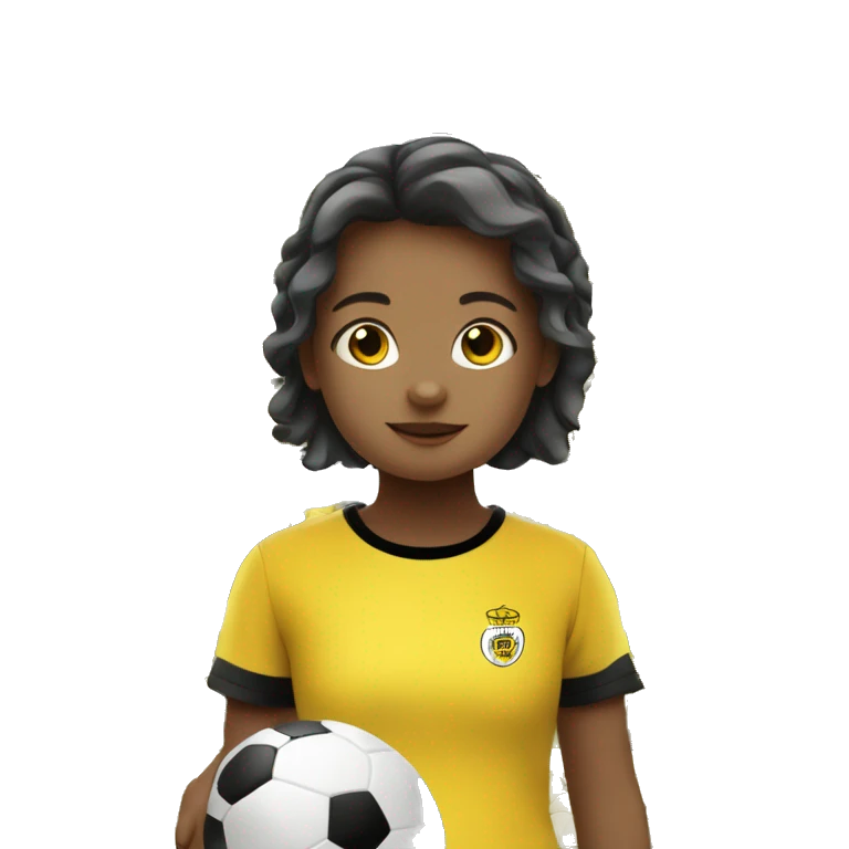niña jugando al fútbol com camiseta de rayas amarillas y negras emoji