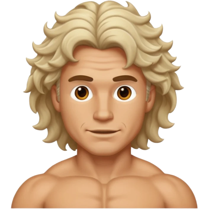 muscular white man with wavy hair emoji