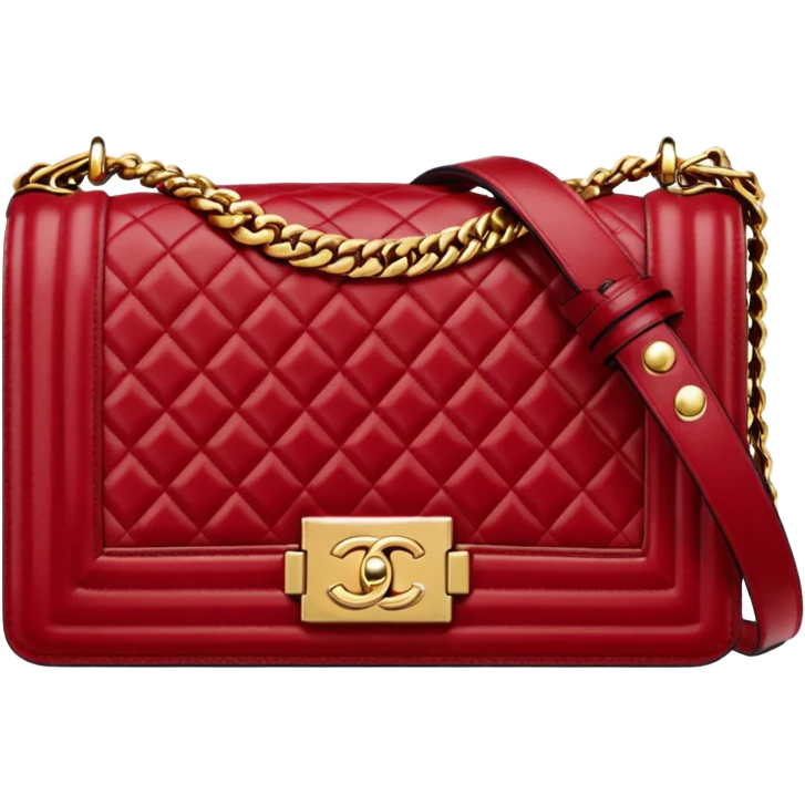 chanel le boy dark red bag gold hardware emoji