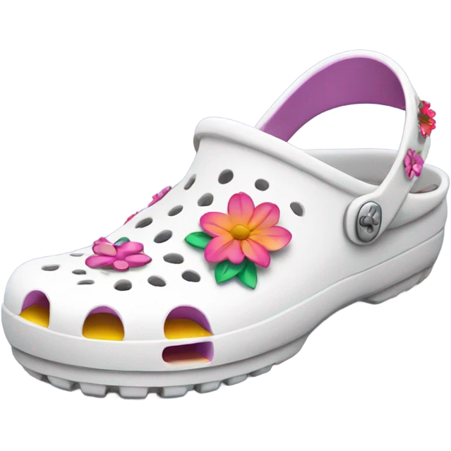 White Crocs with flowers emoji