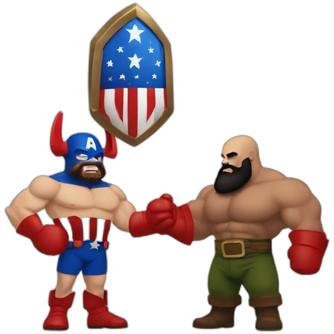 Captain america and zangief shaking hands emoji