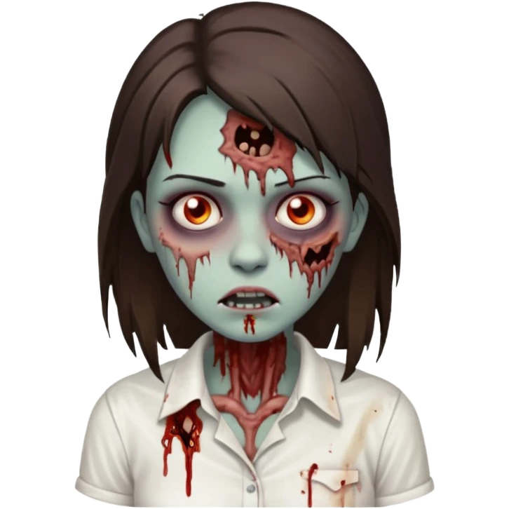 brunette zombie girl with white shirt  emoji