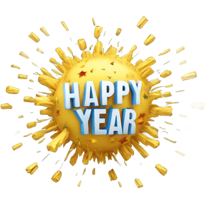 Exploding text of Happy New Year emoji