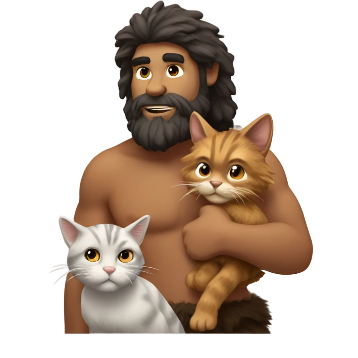 Caveman with cat emoji