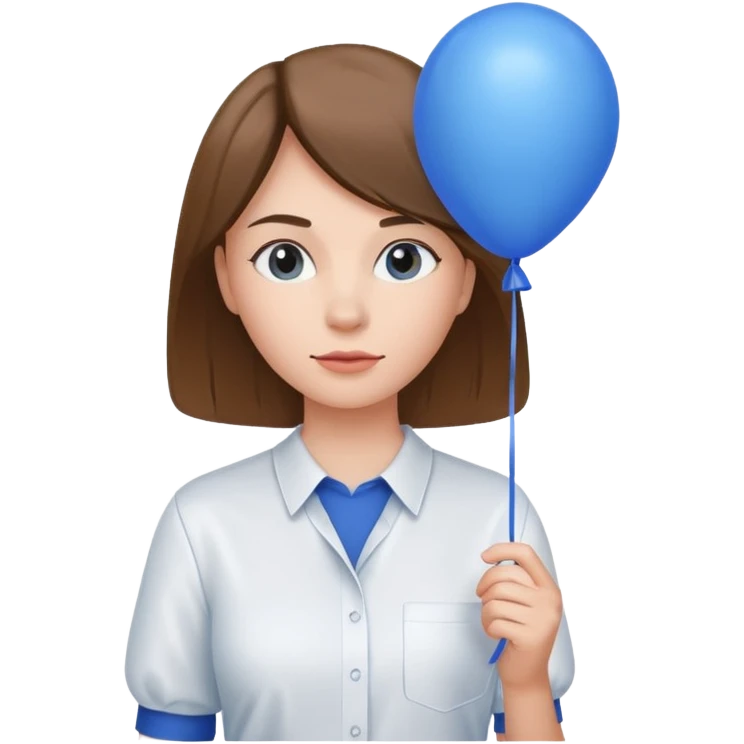 Woman with blue balloon, white shirt emoji
