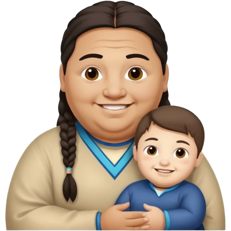 Native American, Indian, obese, Jewish, smiling, happy, autistic, with down syndrome, kid face emoji