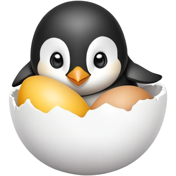 A Cute Baby pinguin that looks out of an egg emoji