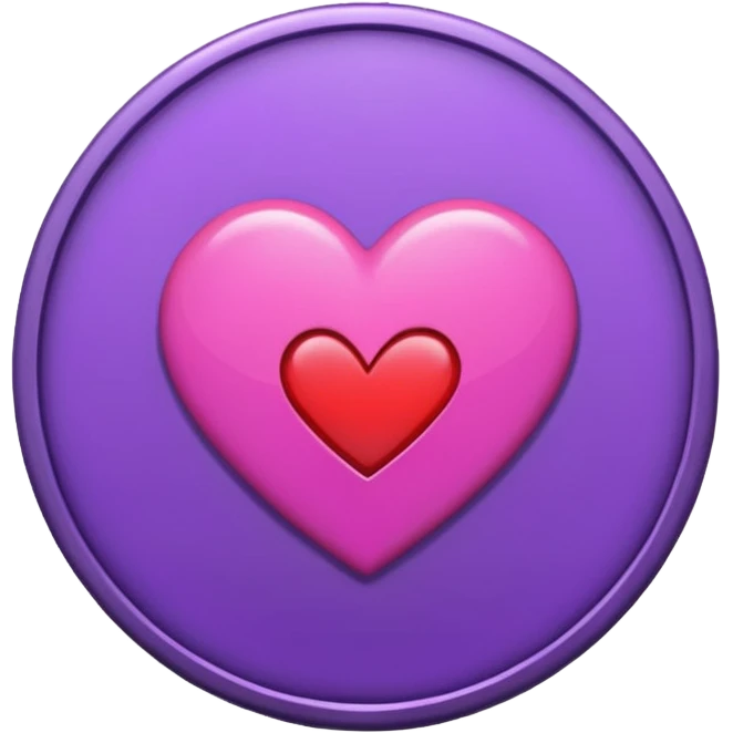purple coin with one heart emoji