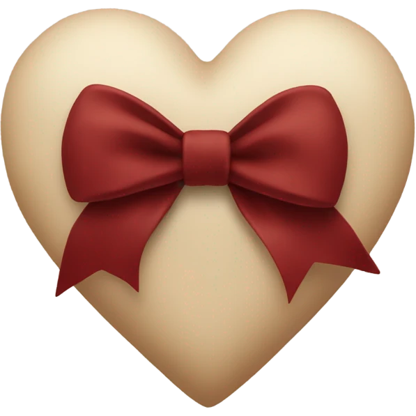Beige heart with dark red bow emoji