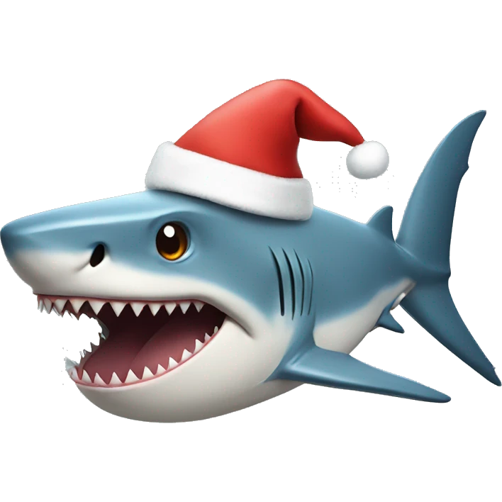 Shark wearing Santa hat emoji