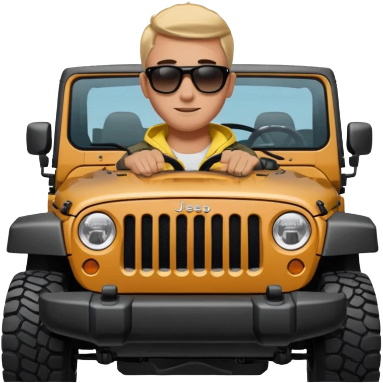 Объедини изображения машины внедорожника по типу wrangler и спортсмена человек должен привщаться в машину  emoji