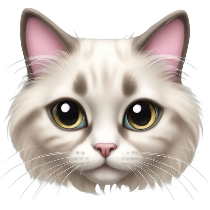 Cute Realistic ragdoll cat with pale pink bow emoji
