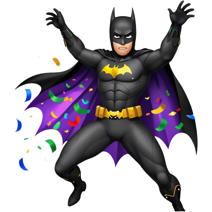 black Batman suit partying emoji