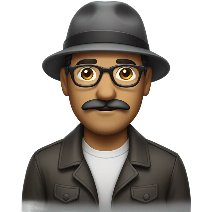 man latin mustache grey glasses cap emoji