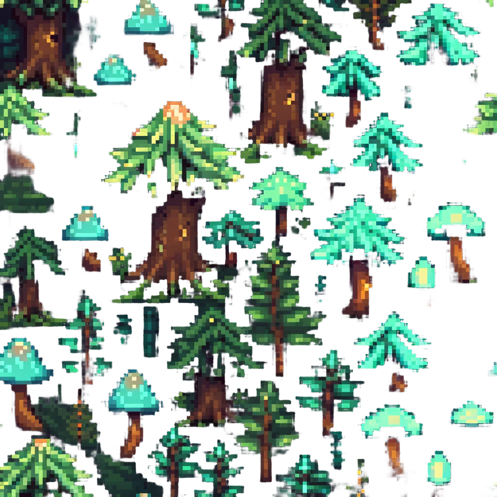 enchanted forest with tiny glowing mushrooms and mysterious trees emoji