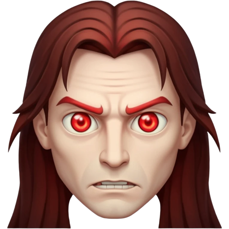 Evil, shadowie Male lord with Red glowing eyes and Long Brown Hair  emoji