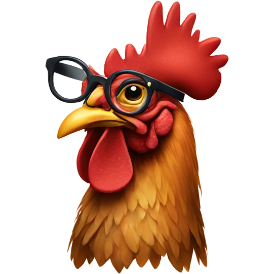 Rooster with fancy glasses emoji