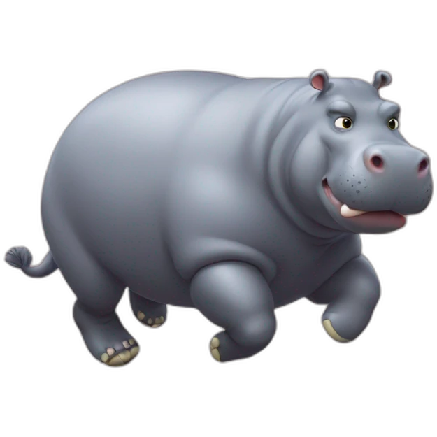 fat hippo as  human soccer player running and kicking emoji