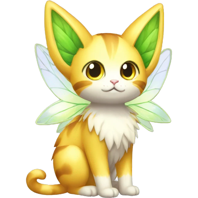 Shiny Grass-type-Fairy-type-Fakémon-Cat full body emoji