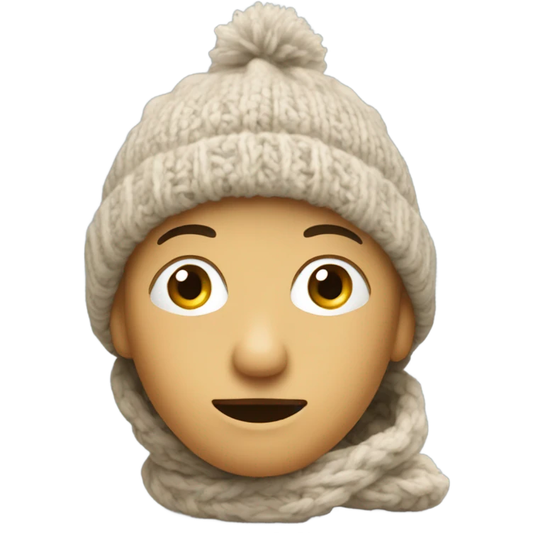Lost in thought, wearing a knitted hat emoji