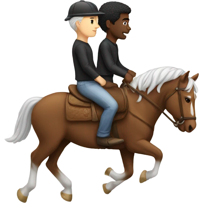 Two white people riding one horse  emoji
