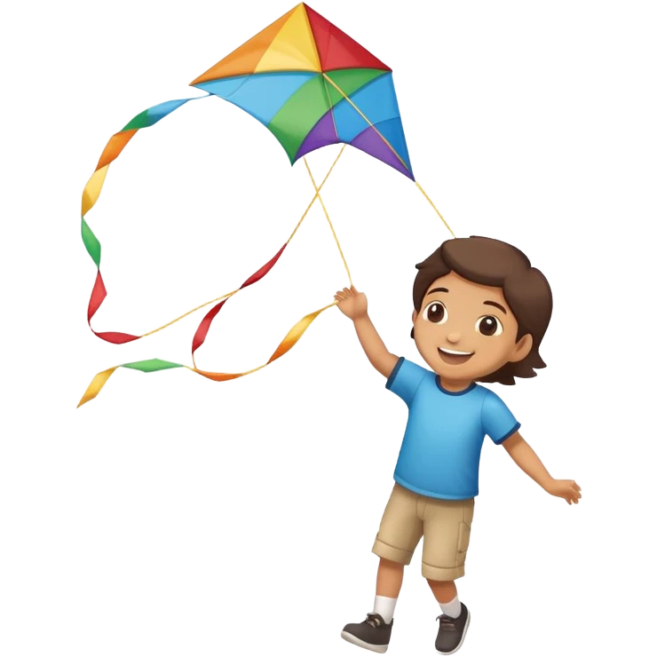 child holding a kite string with kite in the air emoji