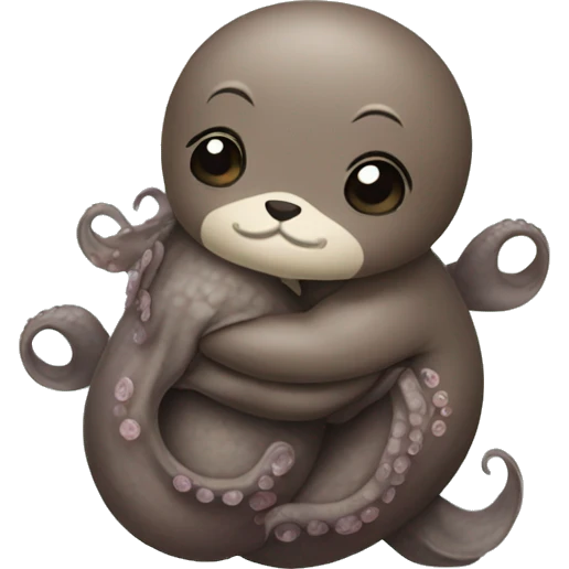Octopus hugging otter emoji