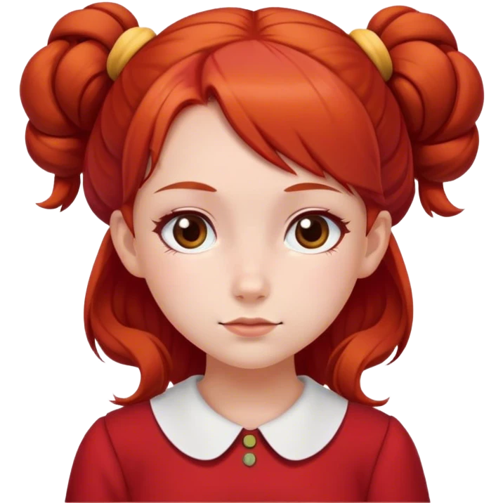 school girl with  2 bunns bow red hair  in red dress  emoji