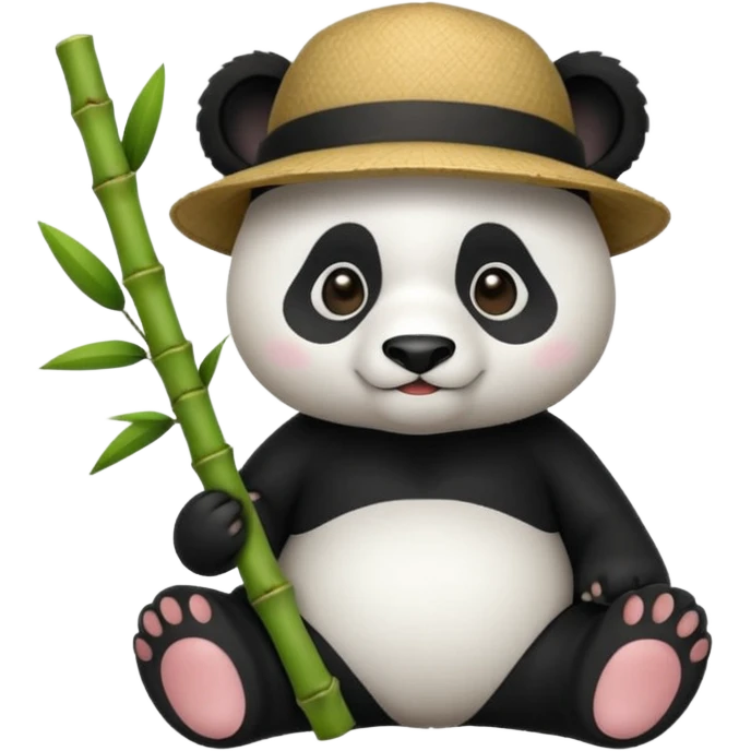 panda wearing hat with bamboo emoji