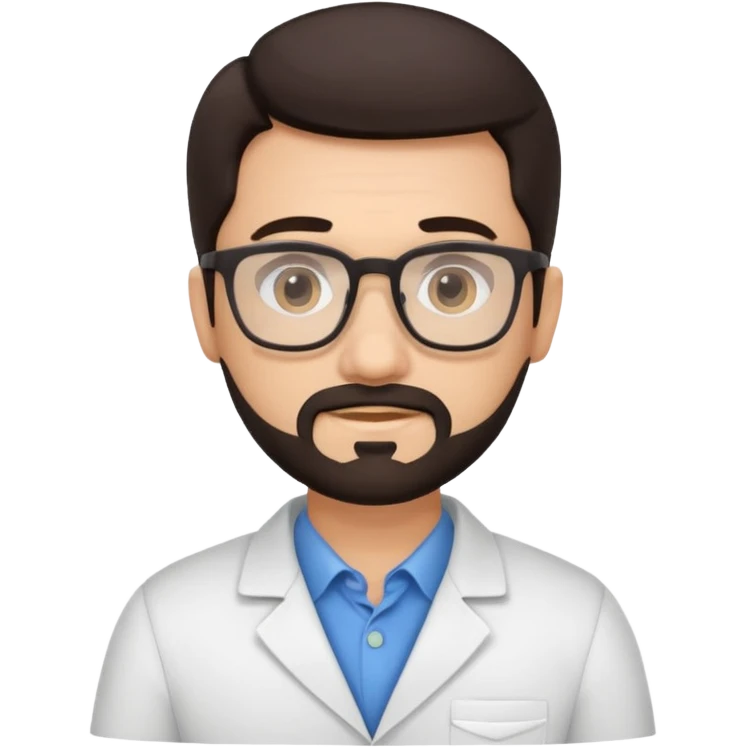 Cute cartoon therapist man dark hair, glasses, facial hair  emoji