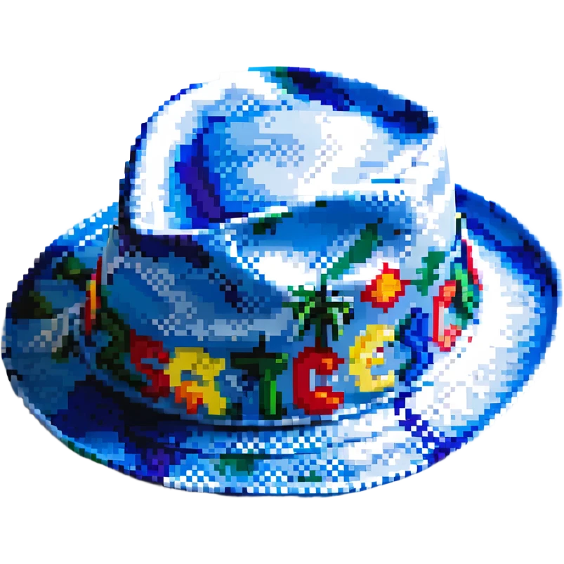 Синяя панамка с разноцветной надписью SPACEME и шнурком, no background emoji