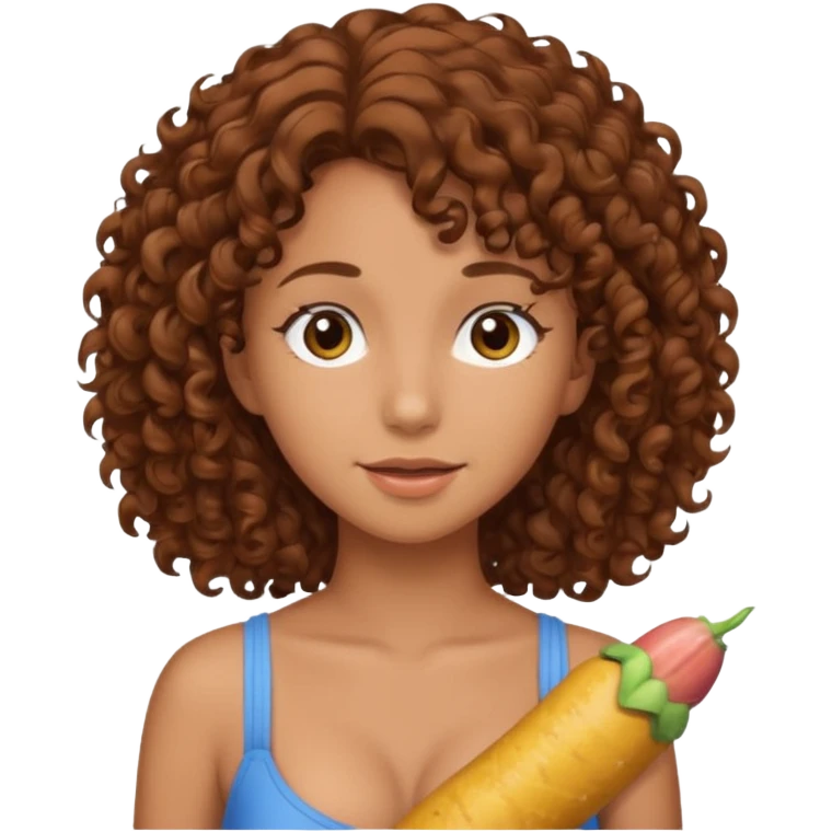 Голая женщина 18 лет, с коричневыми кудрявыми волосами белой кожей и средним размером груди в полный рост скачет на пенисе (НЕ НА ЛОШАДИ emoji