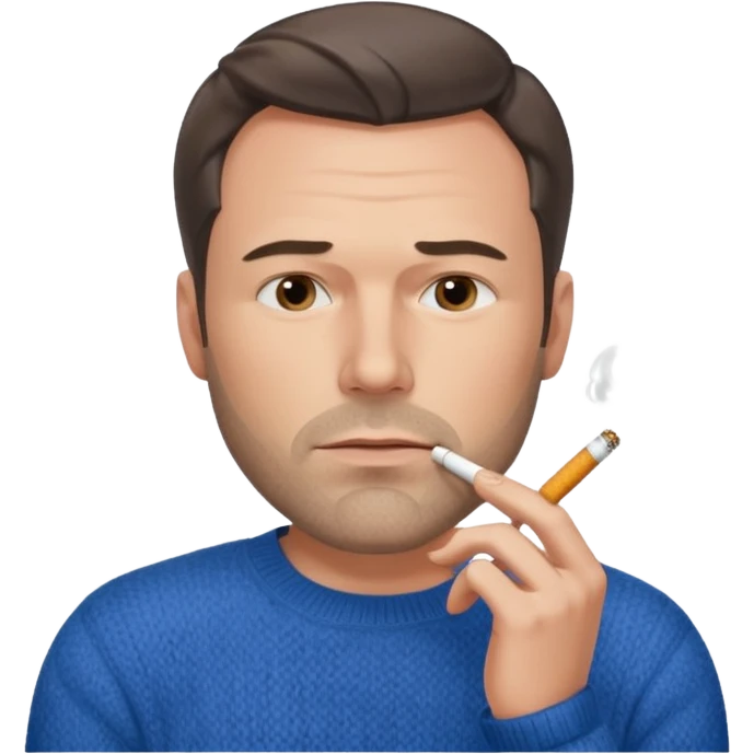 Ben Affleck looking tired holding a cigarette while wearing a blue sweater emoji