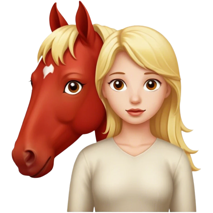 Blond Girl with a red horse emoji
