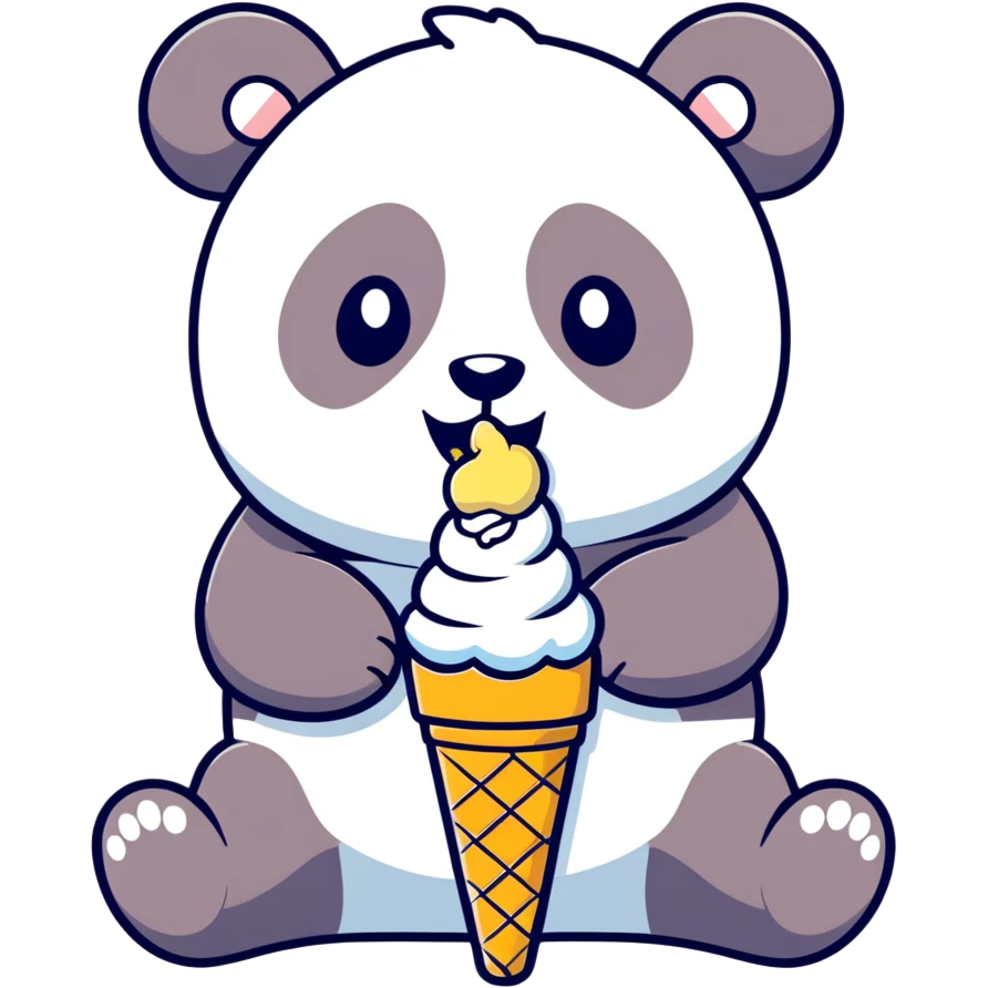 Panda eating ice cream emoji