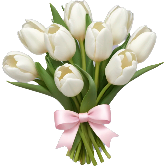 White tulips bouquet with light pink bow  emoji