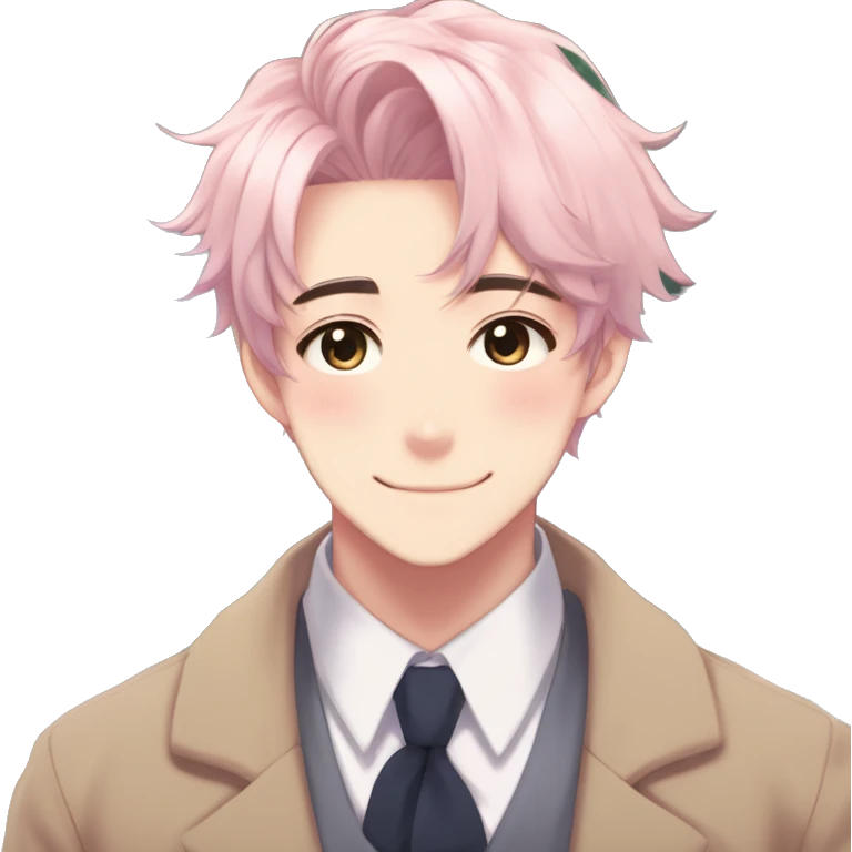 Gorgeous romantic hot attractive anime style modern gentlemanly anime shojo guy with pretty ponytail hair and colorful eyes and blushing face aesthetic trending style  pastelcore cottagecore kawaiicore emoji