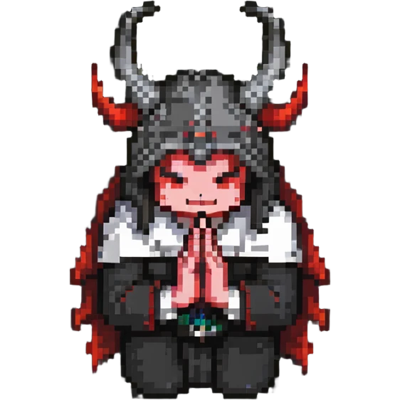 devil making prayer hands emoji