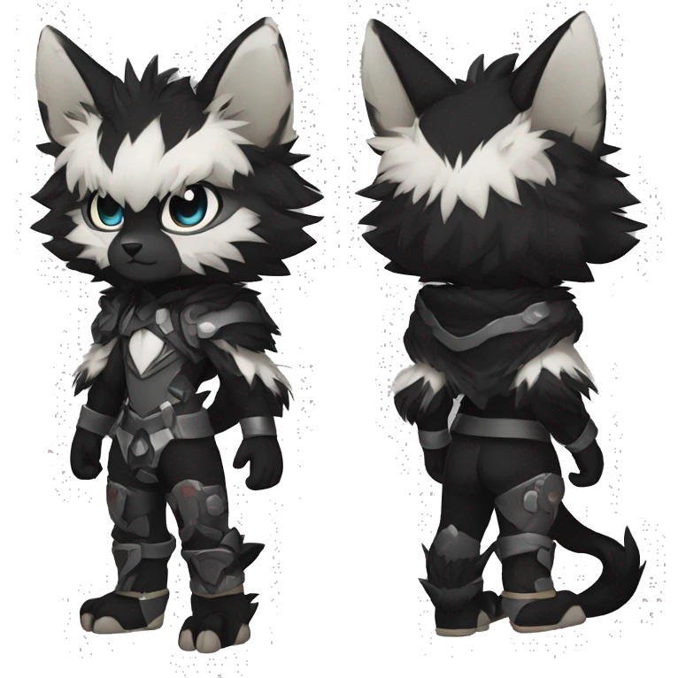 Anthro-Edgy-Cool-Black-Contrast-Colors-Fantasy-Fur-Sona-Chibi-Shiny-Fakémon-Hybrid full body emoji