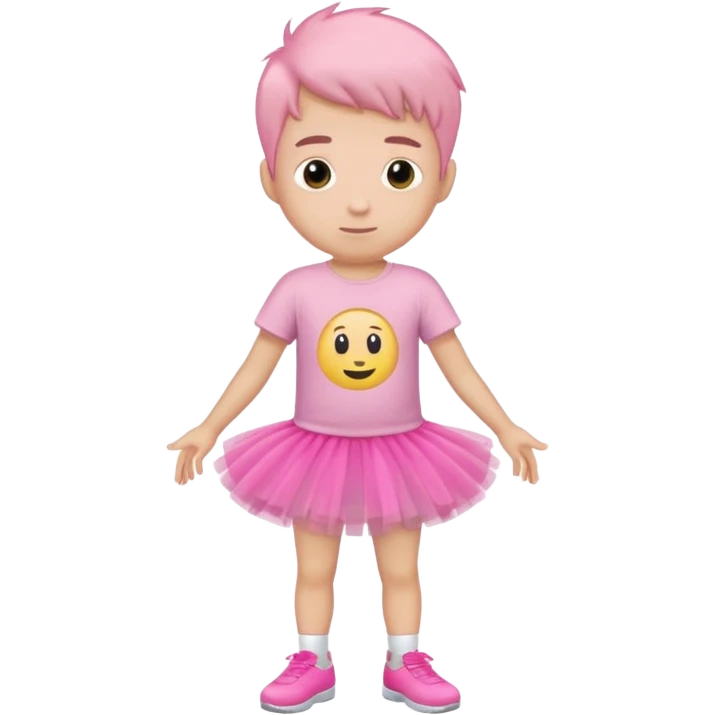 pink tutu wearing boy with tshirt emoji