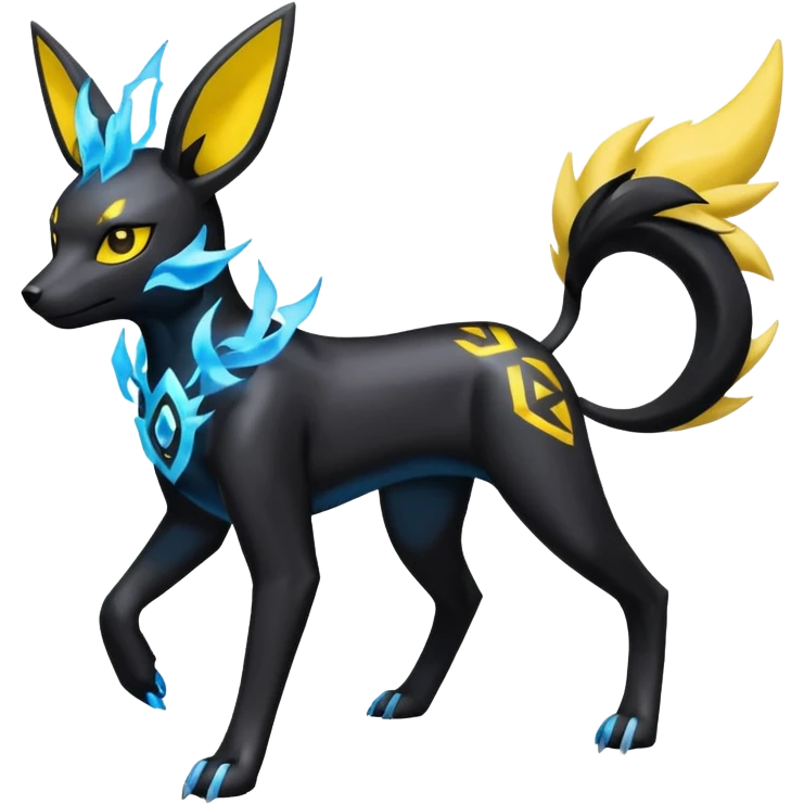Houndoom-Electrike-Jolteon-Umbreon-Fakémon-hybrid-creature (full body)  emoji
