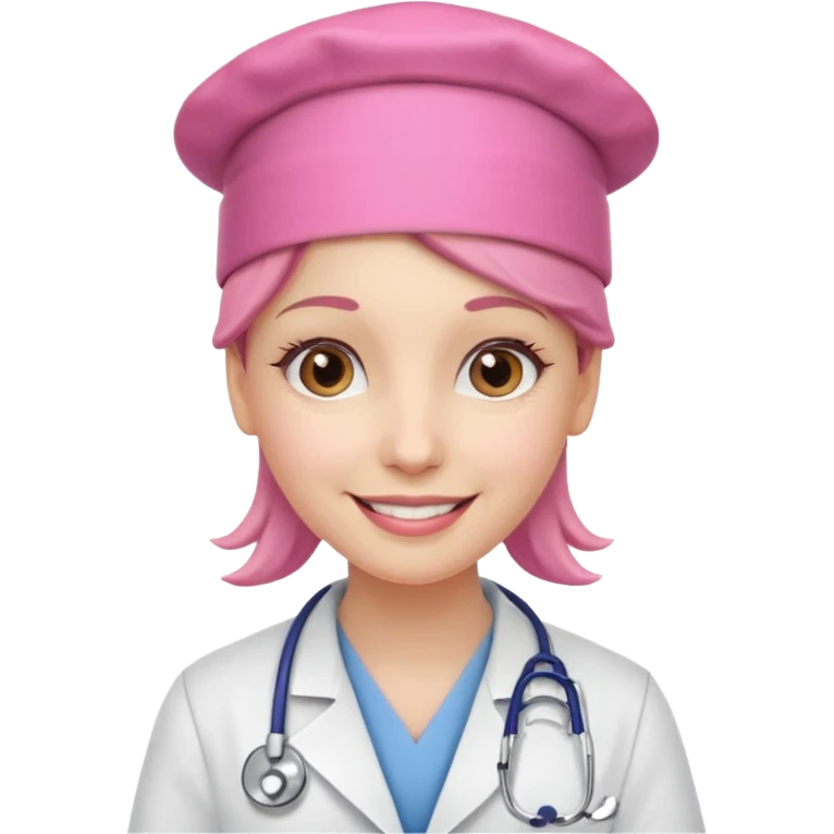 doctor with pink hat emoji