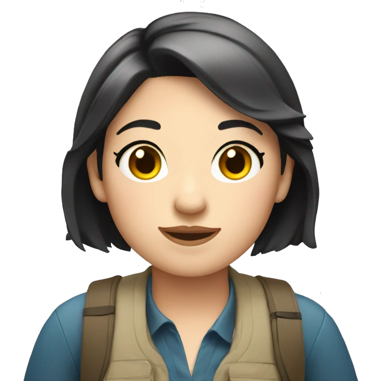 Girl tour guide with fair skin short black hair chubby face emoji