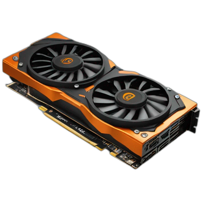 gpu with dark orange color and write NOVACASH AI on it  emoji
